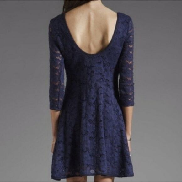 Free People Stretchy Navy Blue Skater Dress - Picture 9 of 11